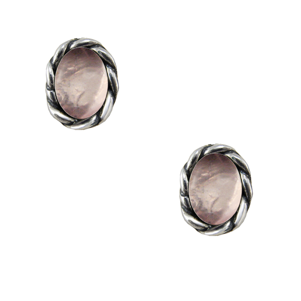 Sterling Silver Little Rose Quartz Drop Post Stud Earrings